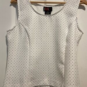 R&K White Tank Top with Black Polka Dots